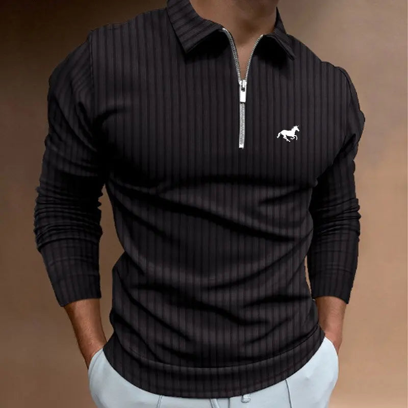 Men's Long Sleeved Zipper Polo Shirt Men's Casual Lapel Polo Shirt Fashionable Polo Shirt Casual Men's Polo Shirt  Men's Top