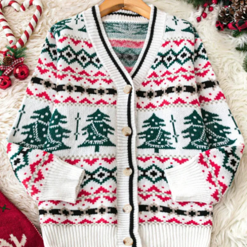 2025New Hot Selling European and American Knitted Cardigan Cartoon Character Christmas Birthday Gift Sweater