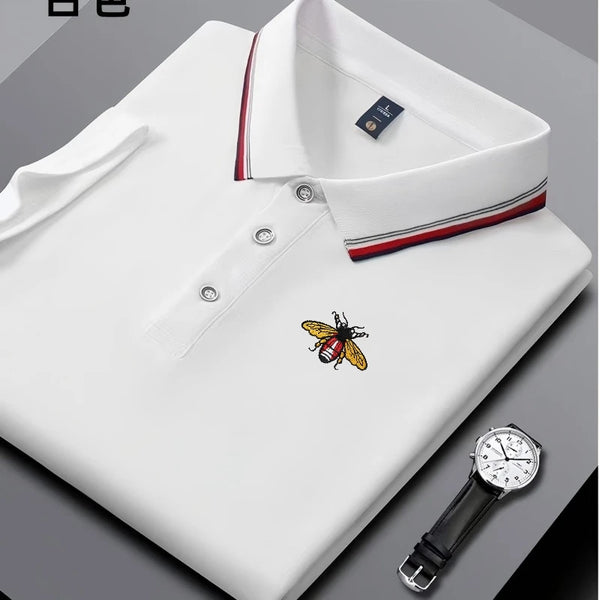 Embroidered New Men's Business Casual Short Sleeved Polo Shirt, Fashionable, Breathable, Comfortable and Versatile Top