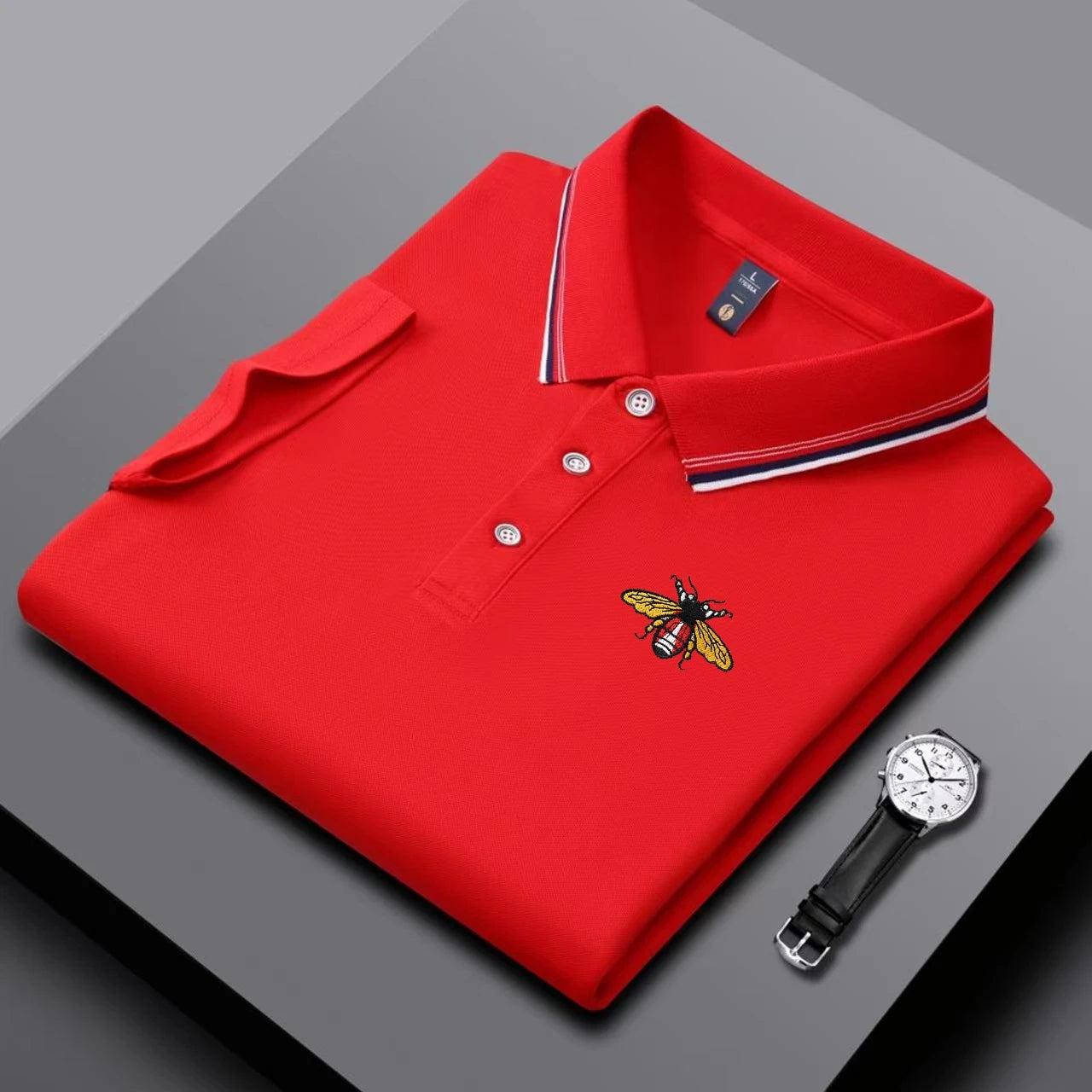 Embroidered New Men's Business Casual Short Sleeved Polo Shirt, Fashionable, Breathable, Comfortable and Versatile Top